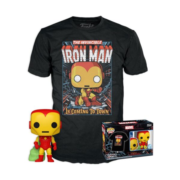 Funko Pop! Tees (Adult): Marvel - Holiday Iron Man (Glows in the Dark) Vinyl Figure & T-Shirt (XL)