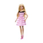 Mattel Barbie 65th Anniversary - Blonde Doll with Pink Striped Dress (HTH66)