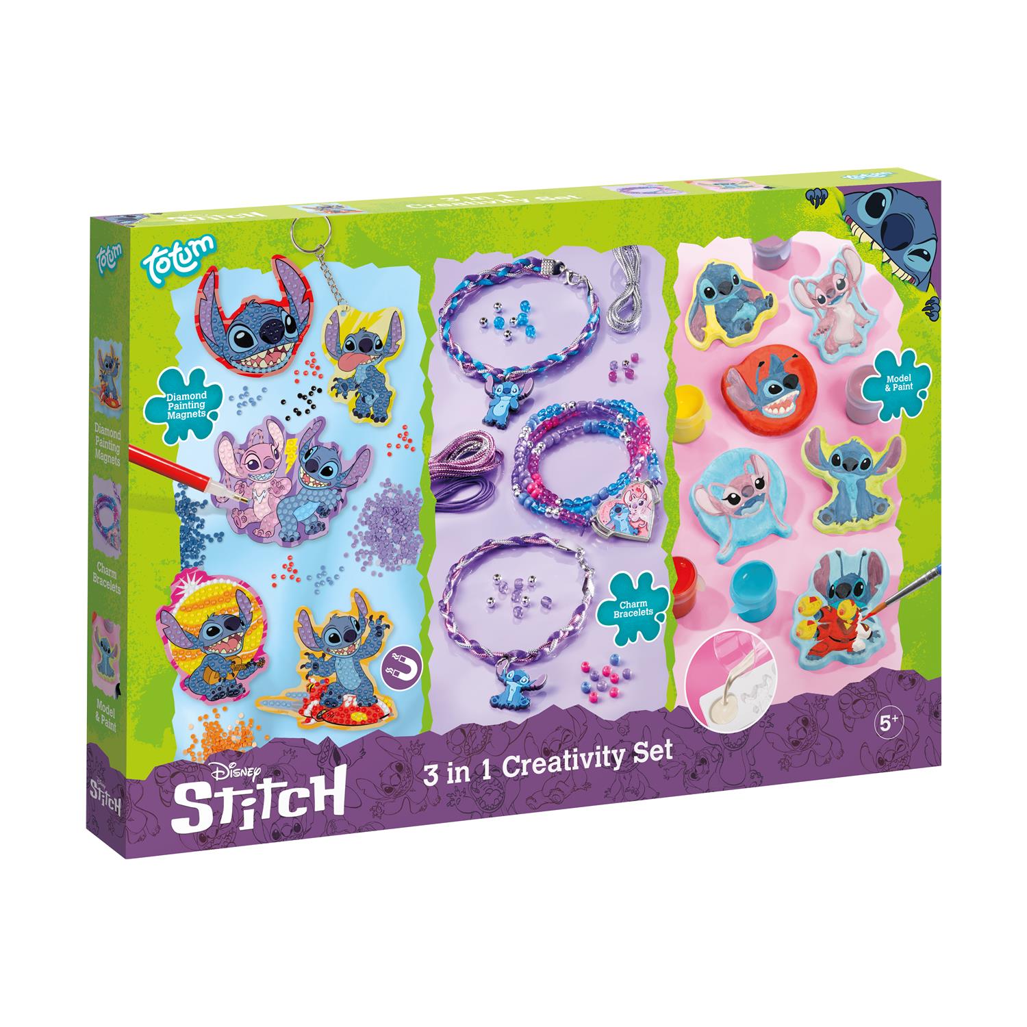 Totum: Disney Stitch - 3 In 1 Creativity Set (Diamond Paint Magnets & Model Paint) (TT700161)