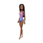 Mattel Barbie: Beach - Dark Skin Doll Wearing Tropical Pink and Blue Swimsuit (HXX49) – imagine 2