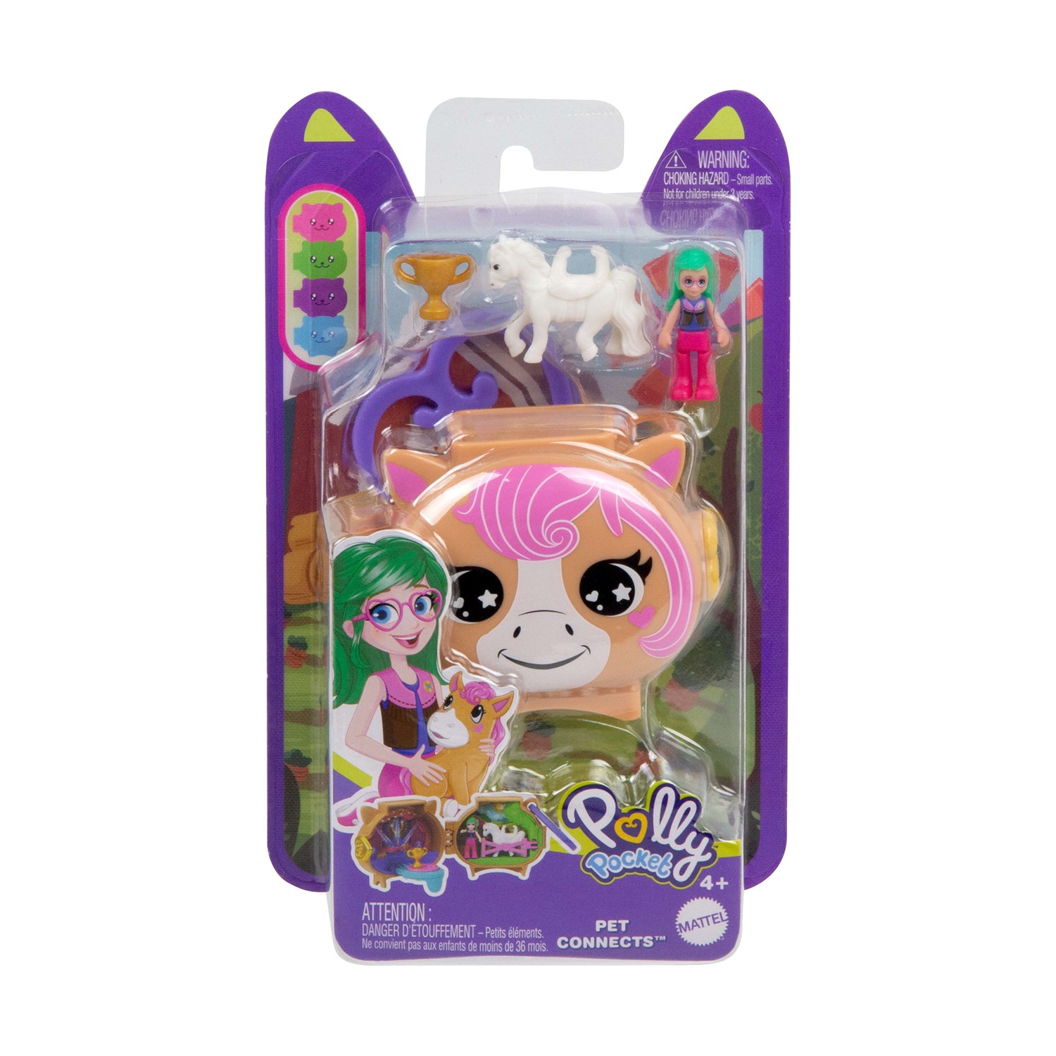 Mattel Polly Pocket Mini: Pet Connects - Horse Compact Playset (JCB20)