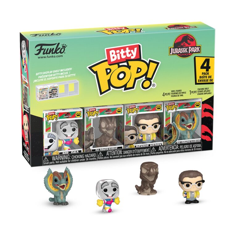 Funko Bitty Pop! 4-Pack: Jurassic Park - Mr. DNA, Dilophosaurus Fossil, Dennis Nedry, Dilophosaurus Vinyl Figures
