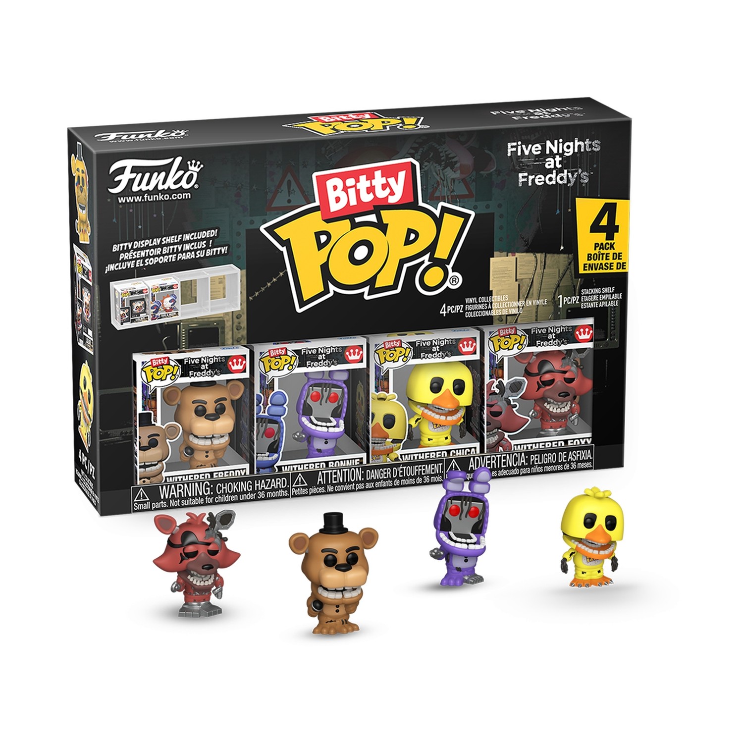 130820266a7d3cafcf887.jpeg Funko Bitty Pop! 4-Pack: Five Nights at Freddy's - Withered Freddy, Bonnie, Chica, Foxy Vinyl Figures