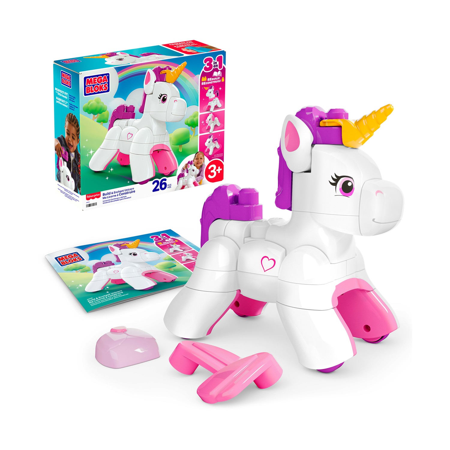 Mattel Mega Blocks: Unicorn 3‑in‑1 (JKG36)